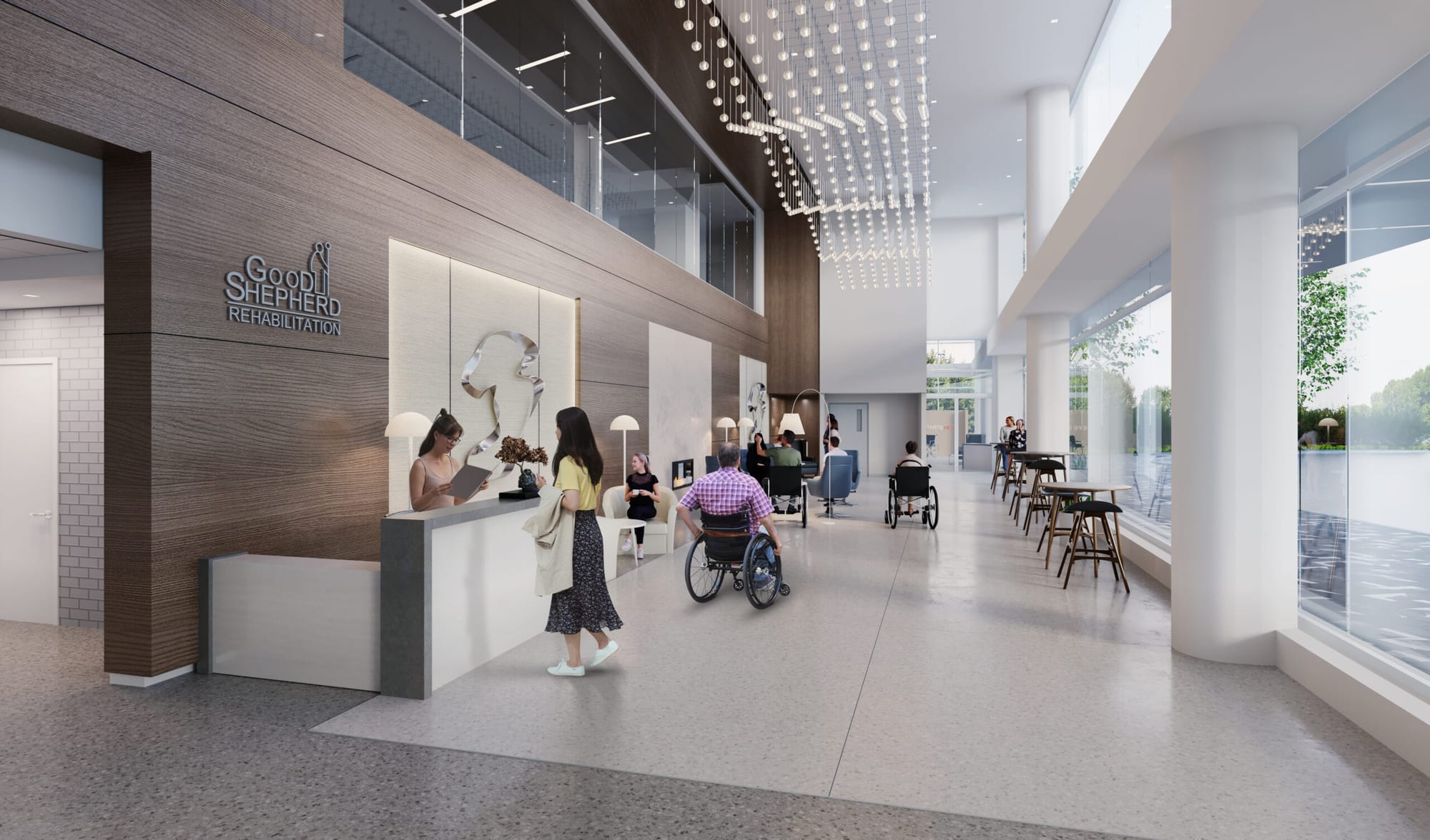 Rendering of the lobby of the new Good Shepherd Rehabilitation hospital in Center Valley.