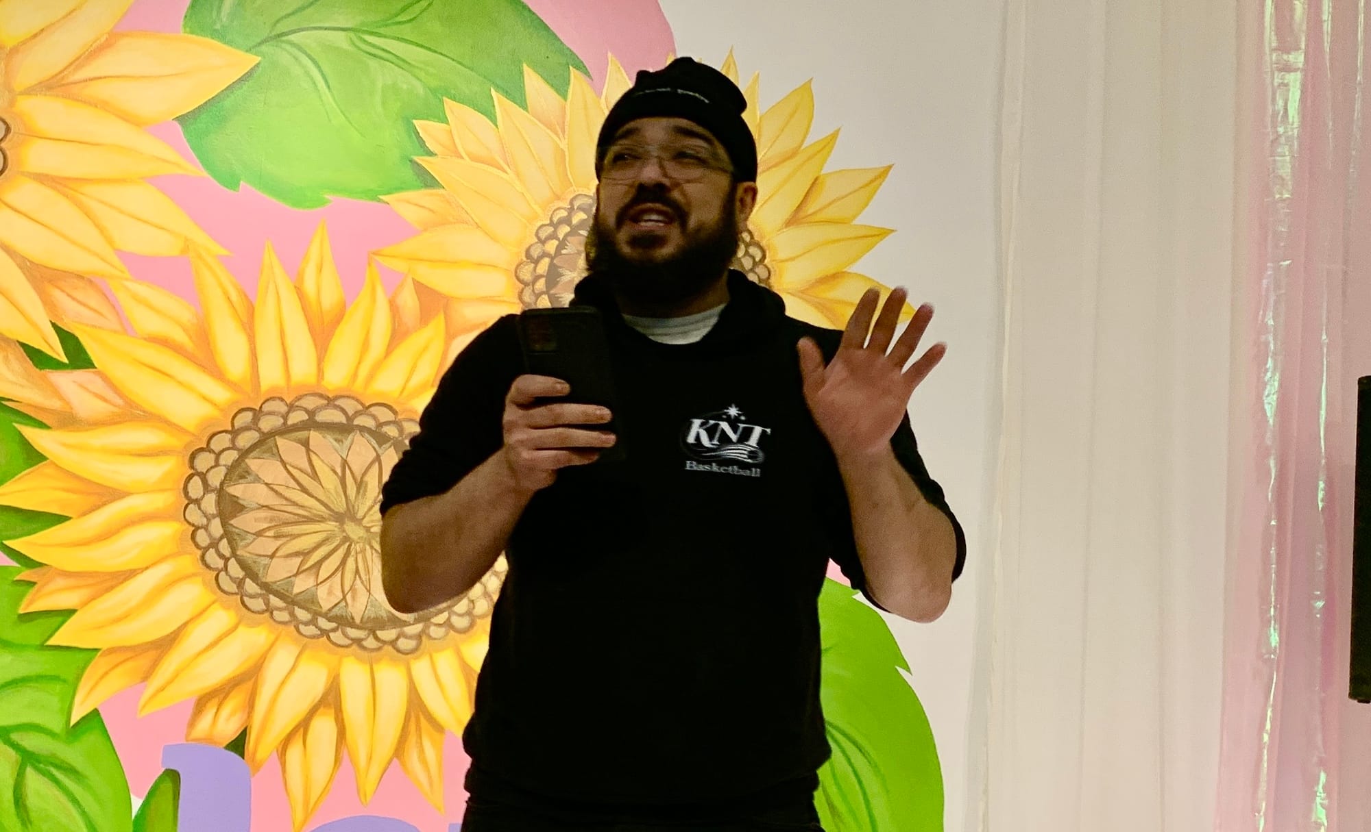 Incorect Poetry performs during the 'Restoring Petals' reception.