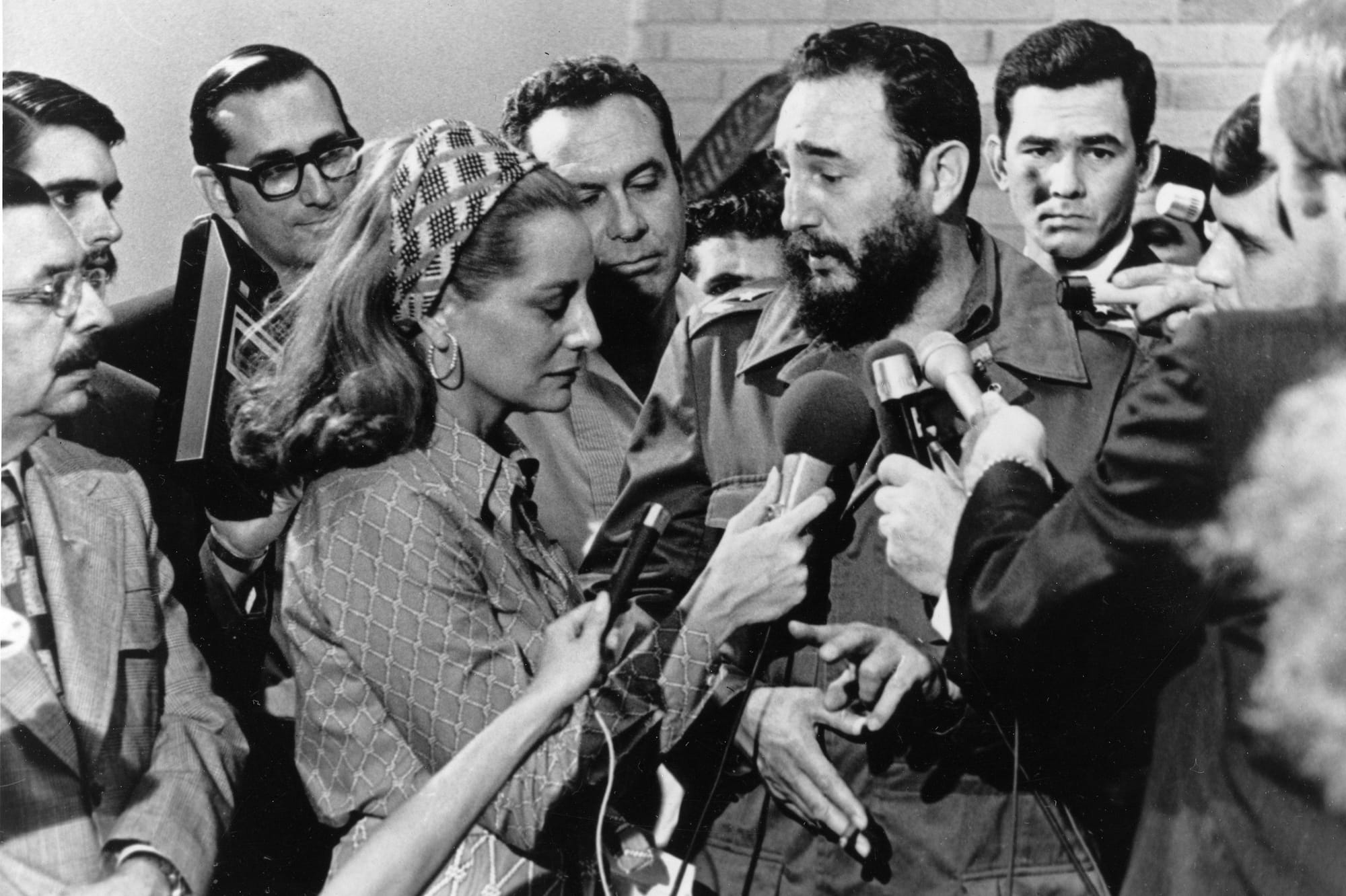 Cuban Prime Minister Fidel Castro responds to a question from Barbara Walters, who was covering Senator George McGovern's tri