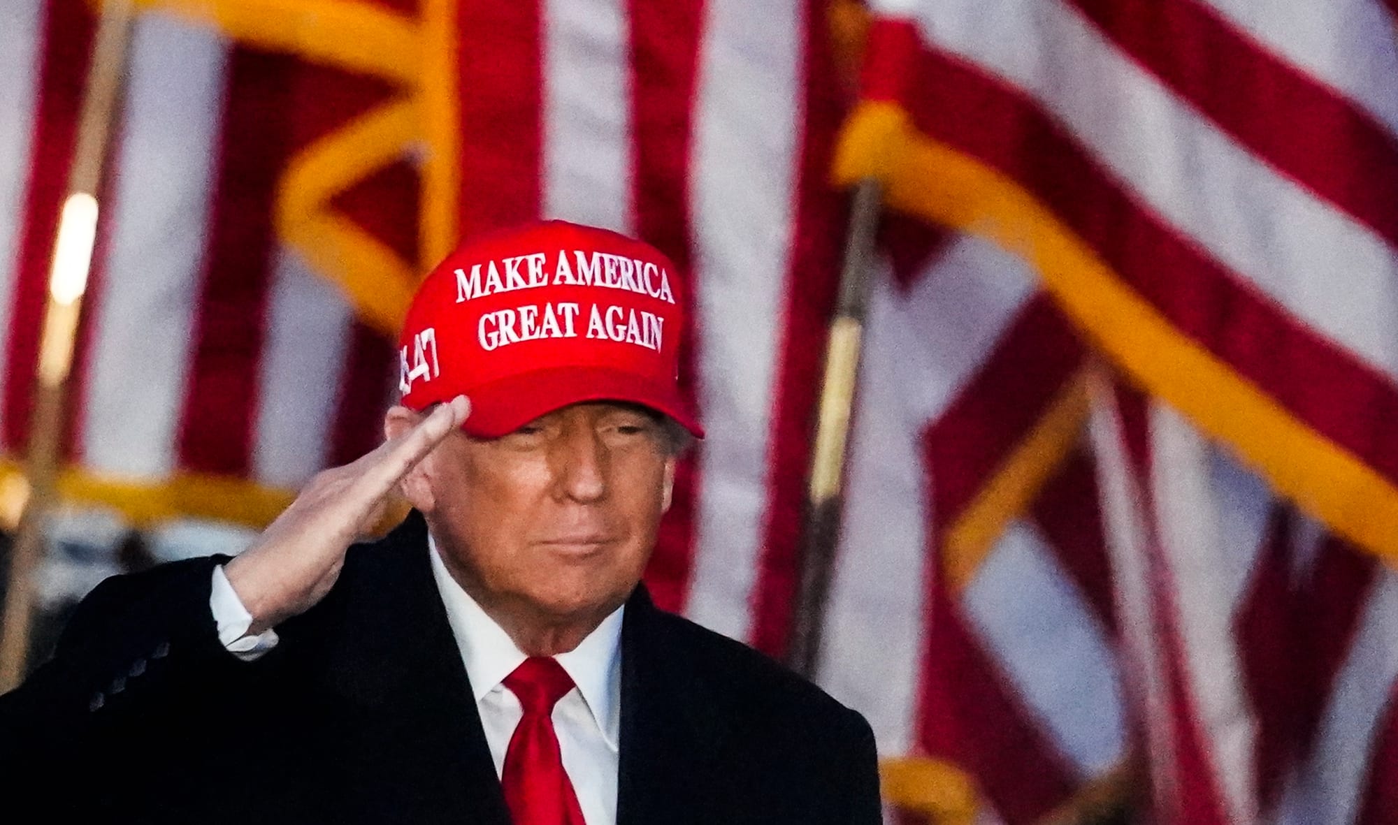 Donald Trump speaks at a rally in Schnecksville on Saturday, April 13, 2024.