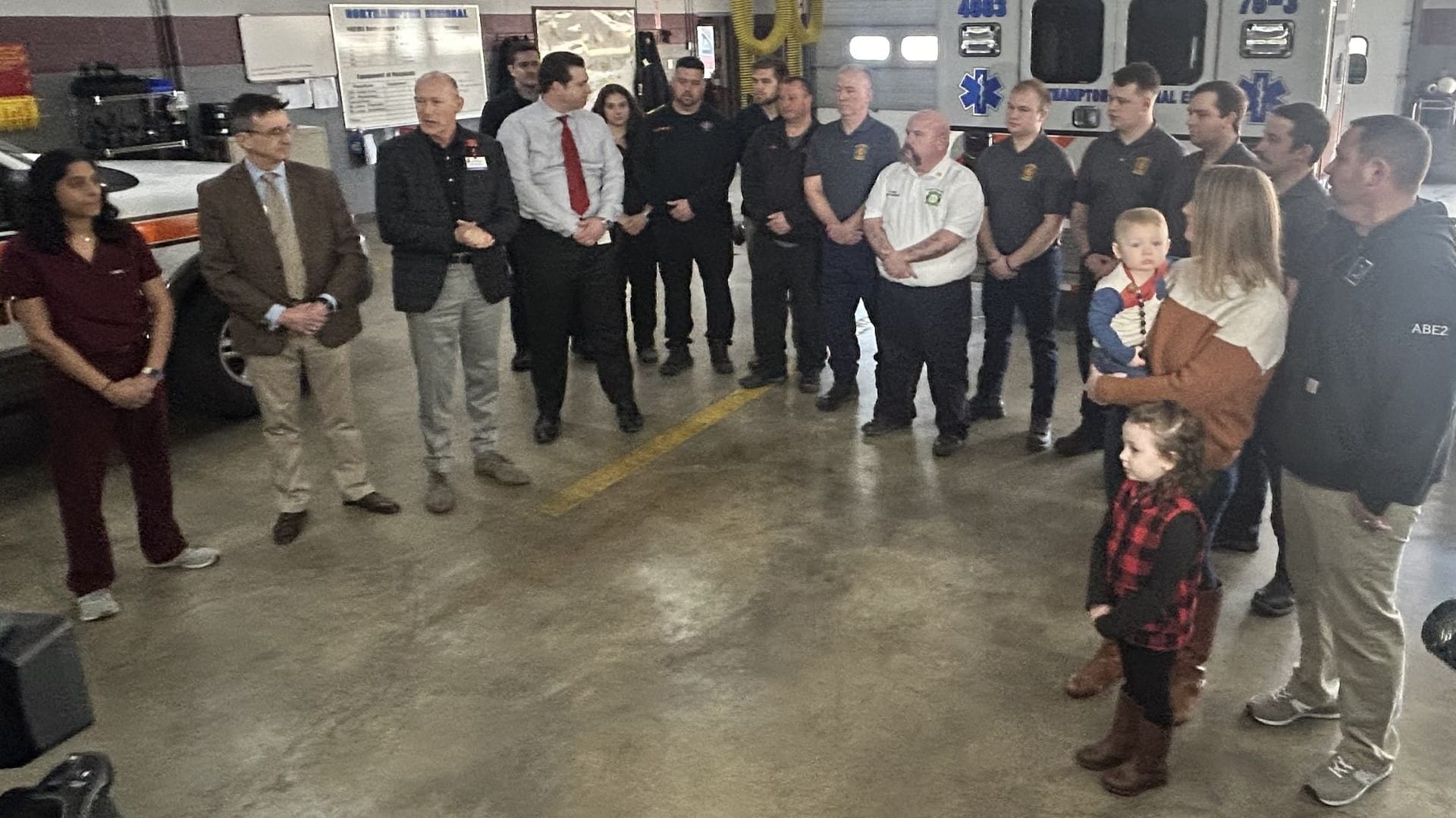 A year after going into cardiac arrest, a Catasauqua woman is thanking the team of EMS, fire, and medical professionals that 