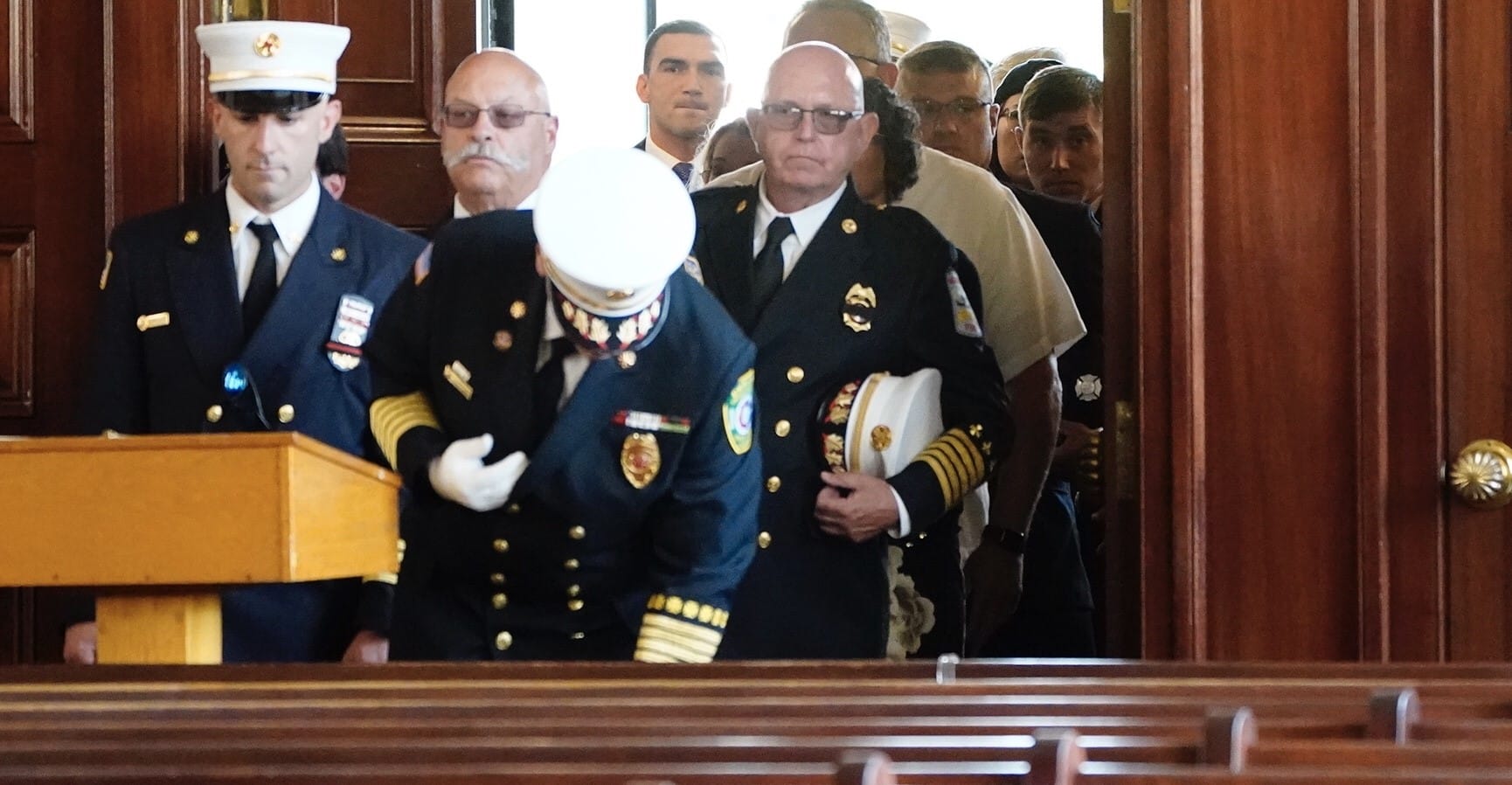 Funeral services were held Wednesday for retired Allentown firefighter Chris Kiskeravage at The Cathedral of Saint Catharine 