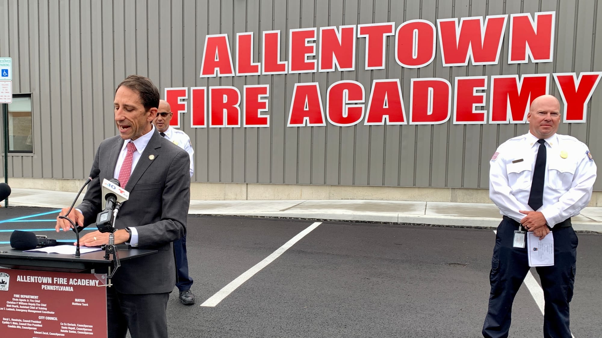 Allentown Mayor Matt Tuerk speaks at the Allentown Fire Academy and Emergency Operations Center Ribbon-Cutting and Dedication
