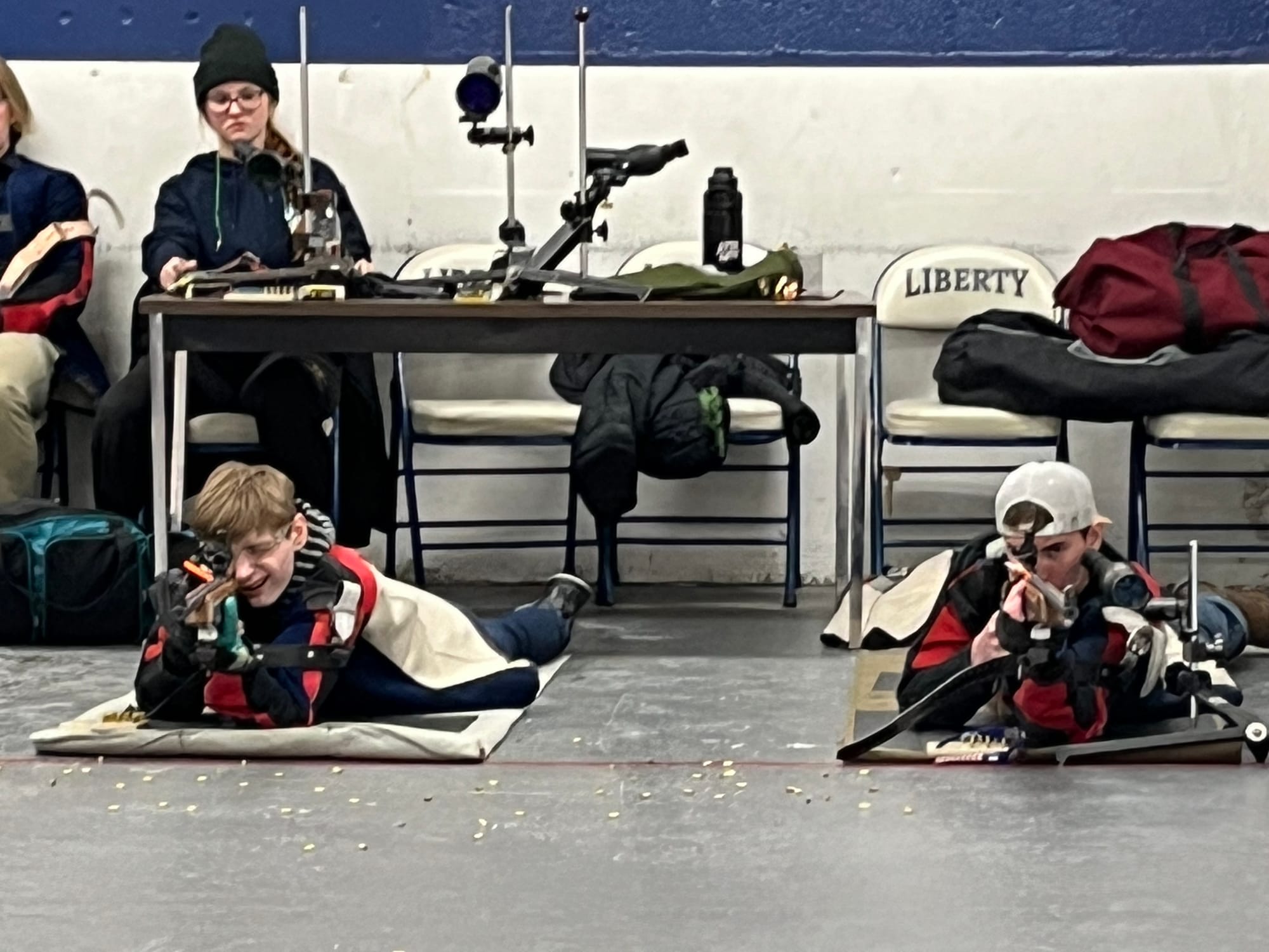 Emmaus High School's Jared Zetterberg, left, and Bryce Dunn focus on their targets during a three-minute prep period prior to
