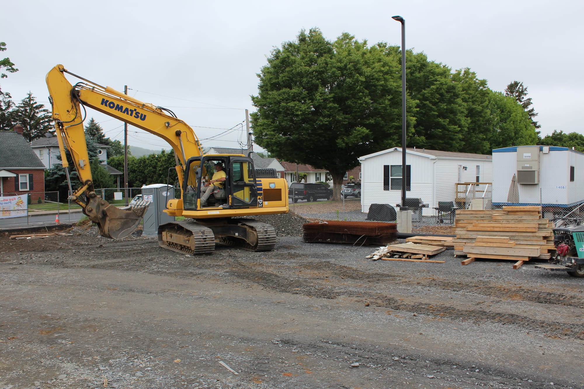 Trailers outside of the Emmaus Central Station for Fire and EMS workers that were utilized during renovations