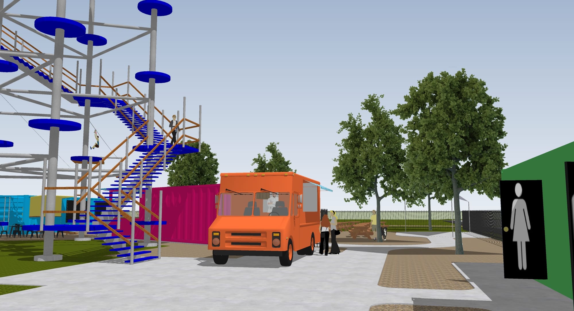 Renderings of the HangDog ropes course coming to the Easton area in 2023.