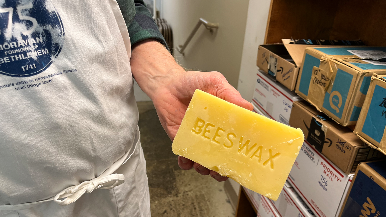 A 1-lb. brick of yellow beeswax.
