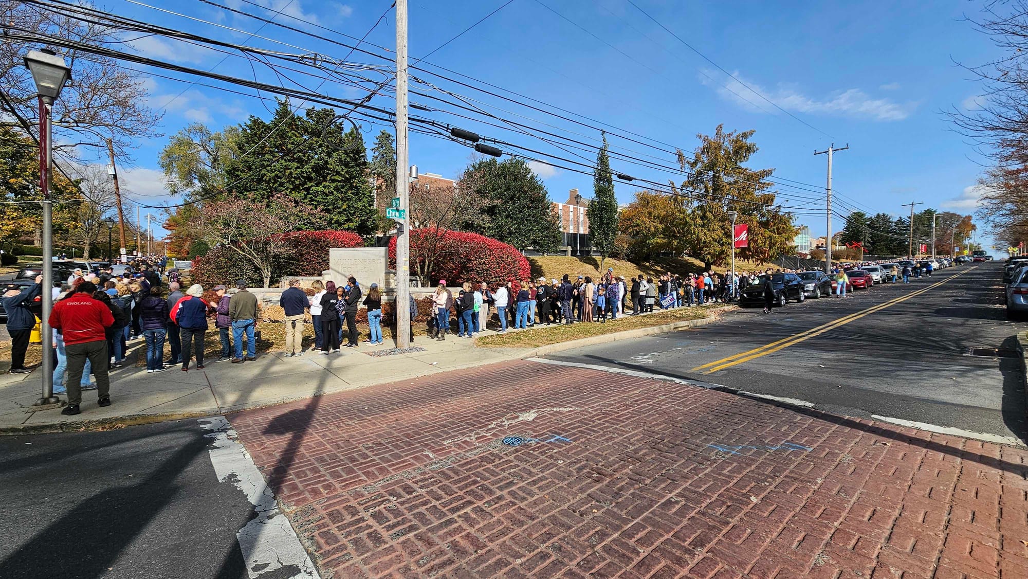 The line to see Vice President Kamala Harris at Muhlenberg College in Allentown on Monday, Nov. 4, 2024.