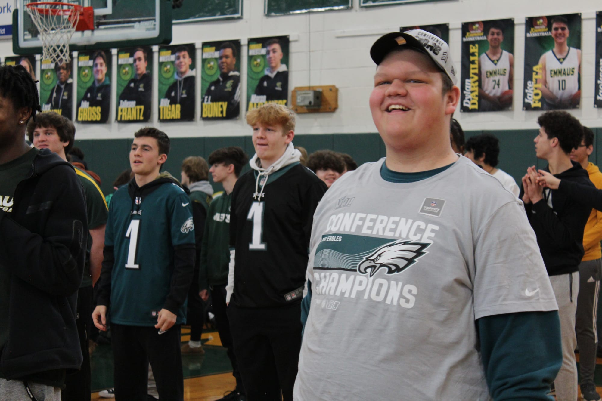 Many students came donning Eagles jerseys and shirts to celebrate