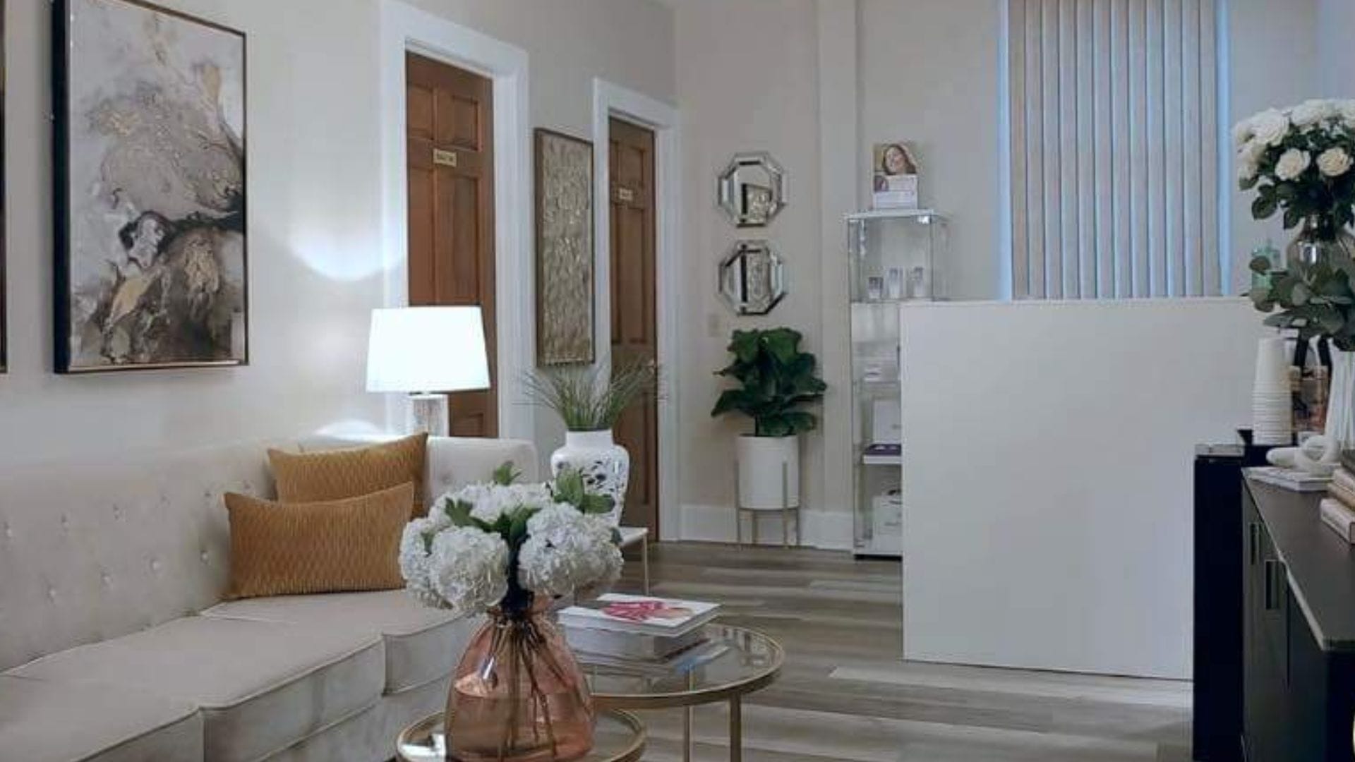 The lobby of the brand new Mariposa Medical Aesthetics & Wellness Spa.