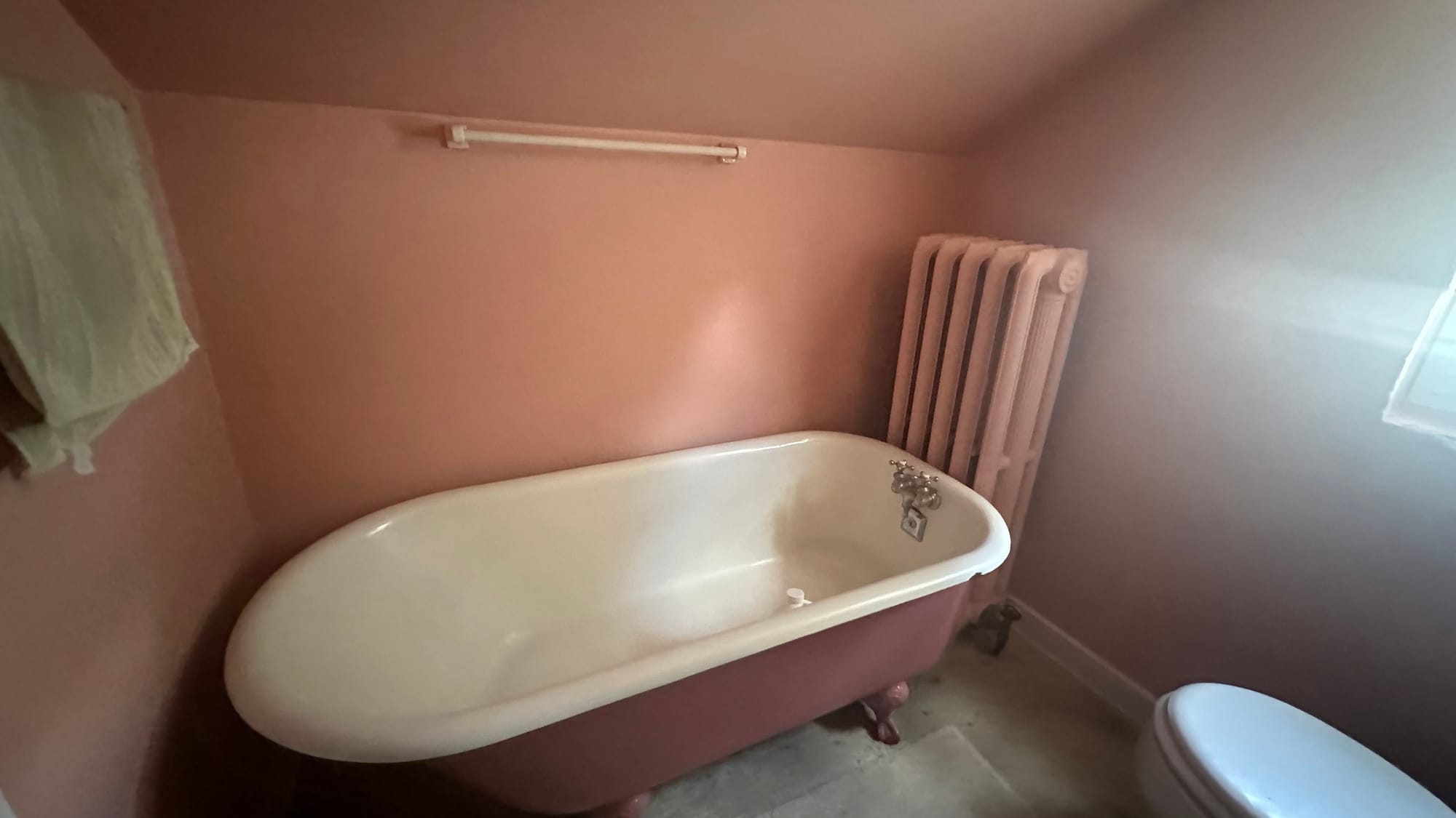 The upstairs bathroom of the West Bethlehem home prior to renovation.