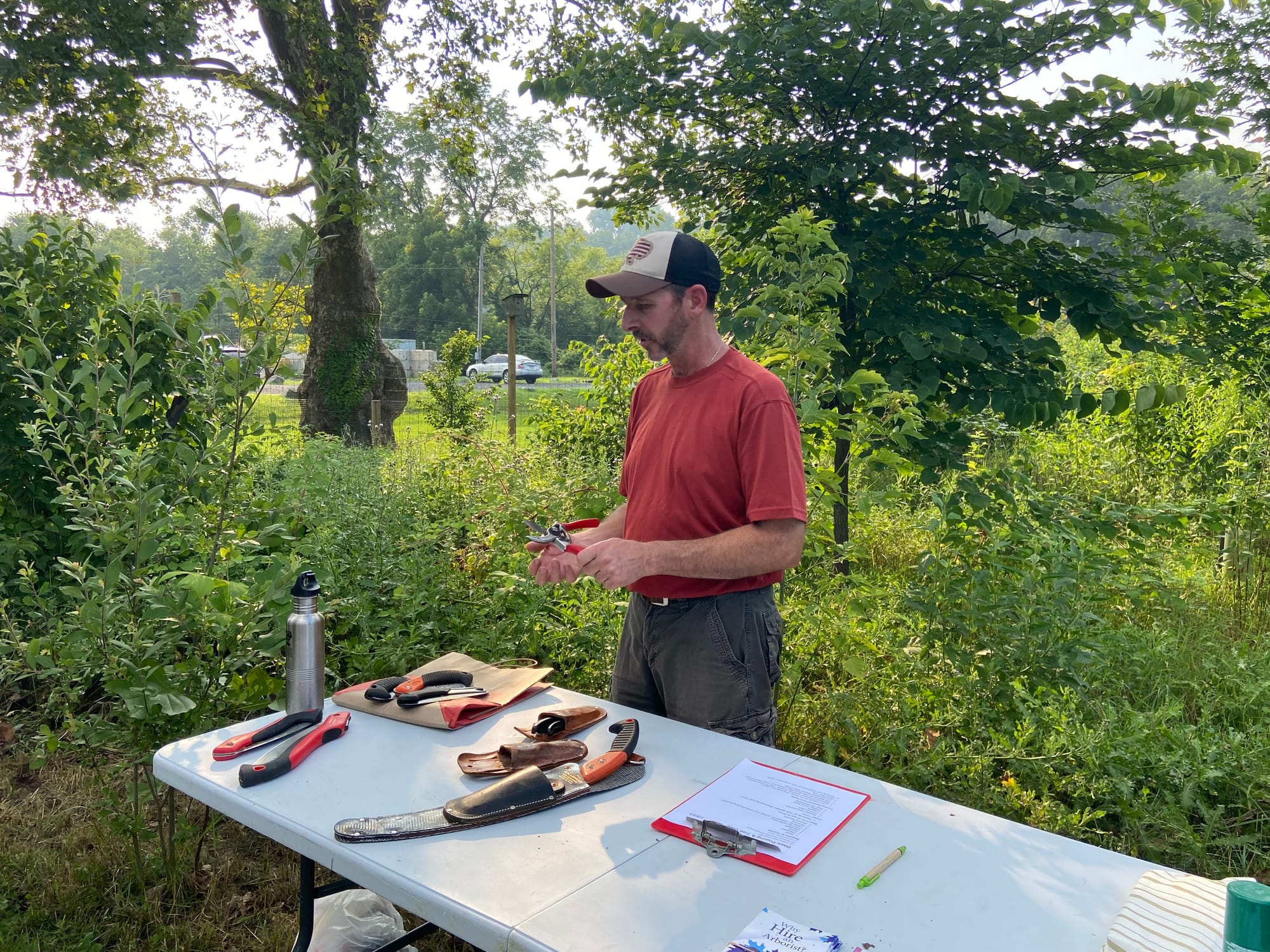 Rob Christopher, Easton's conservation manager, held a class Wednesday evening at the city's microforest about the basics of 