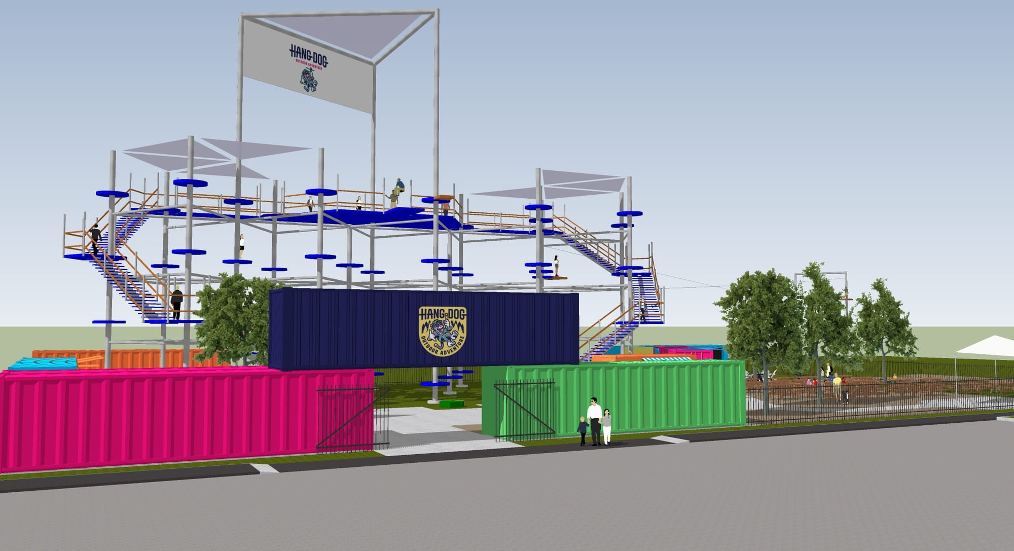 Renderings of the HangDog ropes course coming to the Easton area in 2023.