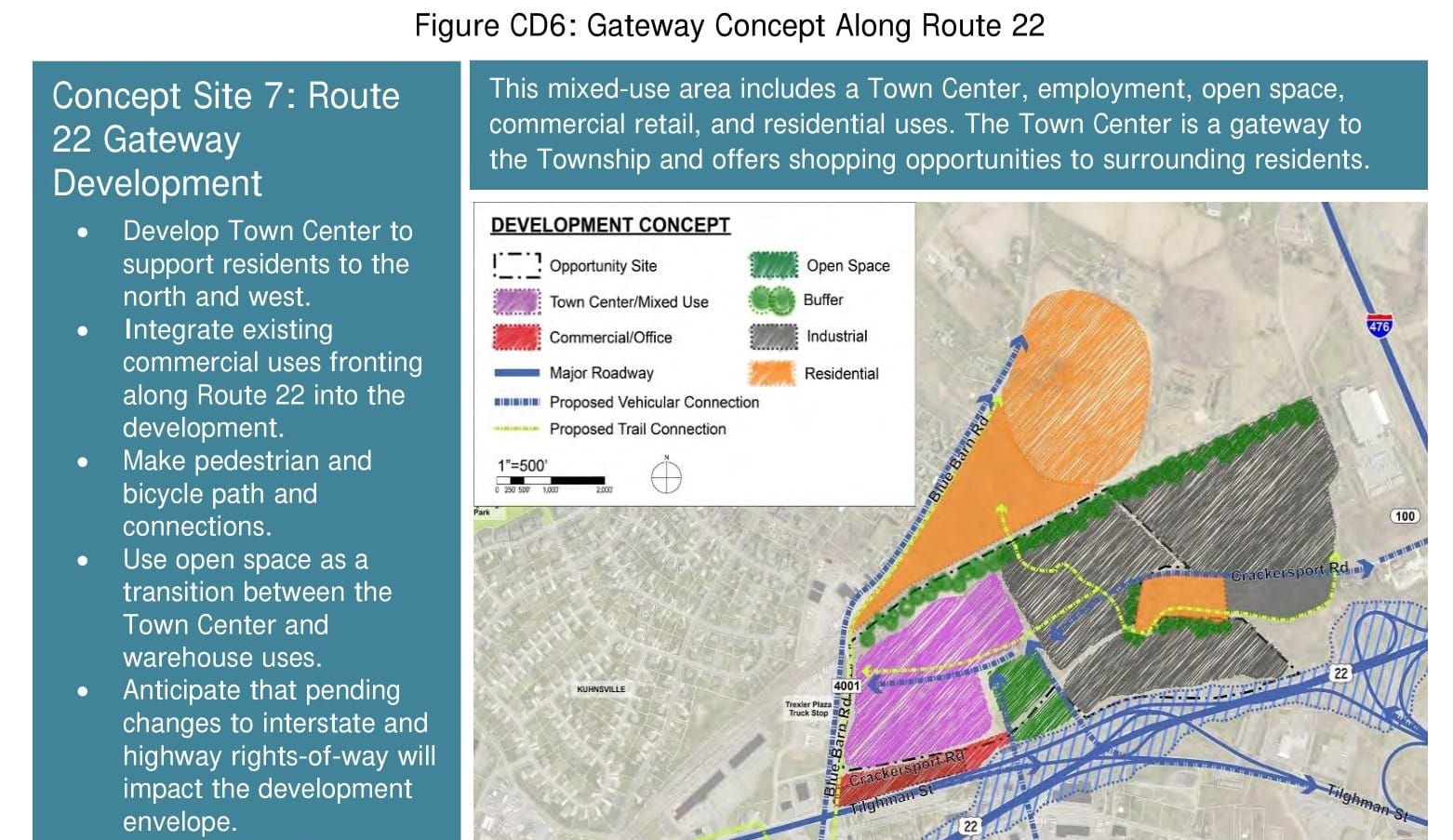 The map for the Route 22 Gateway Development, a concept plan in Upper Macungie's comprehensive plan.
