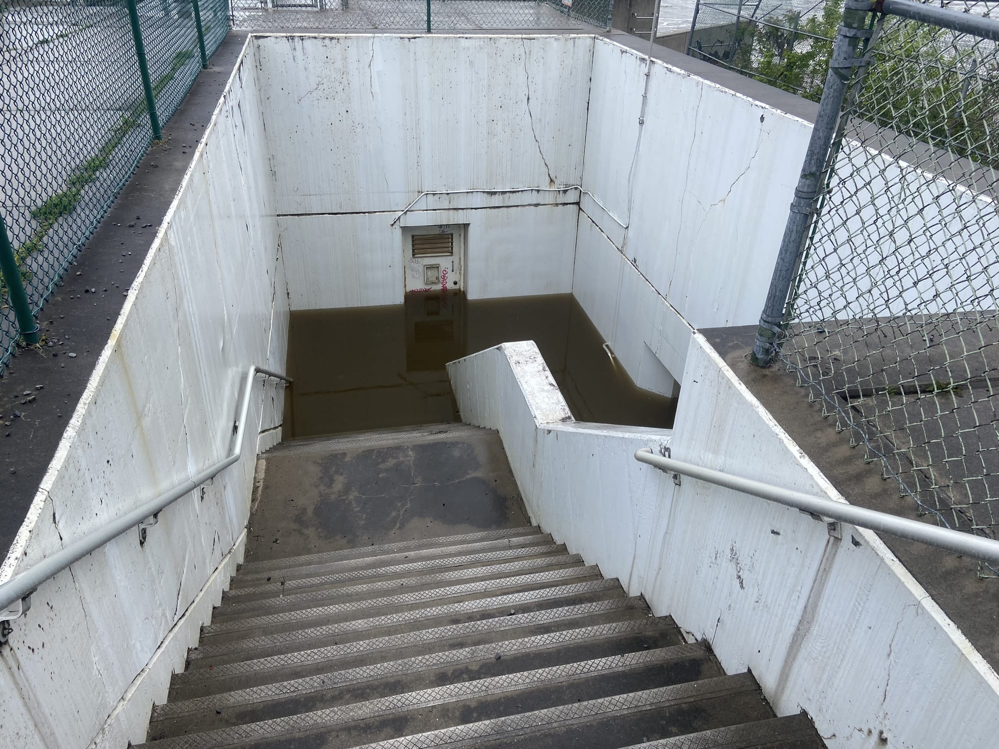 The shad ladder, connected to Easton Dam at Delaware Canal State Park, has fallen into disrepair.
