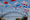 The flags at the entrance of the Allentown Fairgrounds.